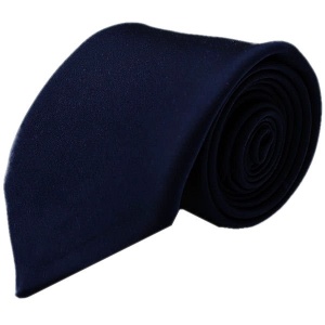 Boys Navy Blue Plain Satin Tie (45'')